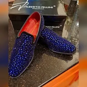 Alberto Fellini | Shoes | Mens Navy Blue Rhinestone Loafers  display picture 2